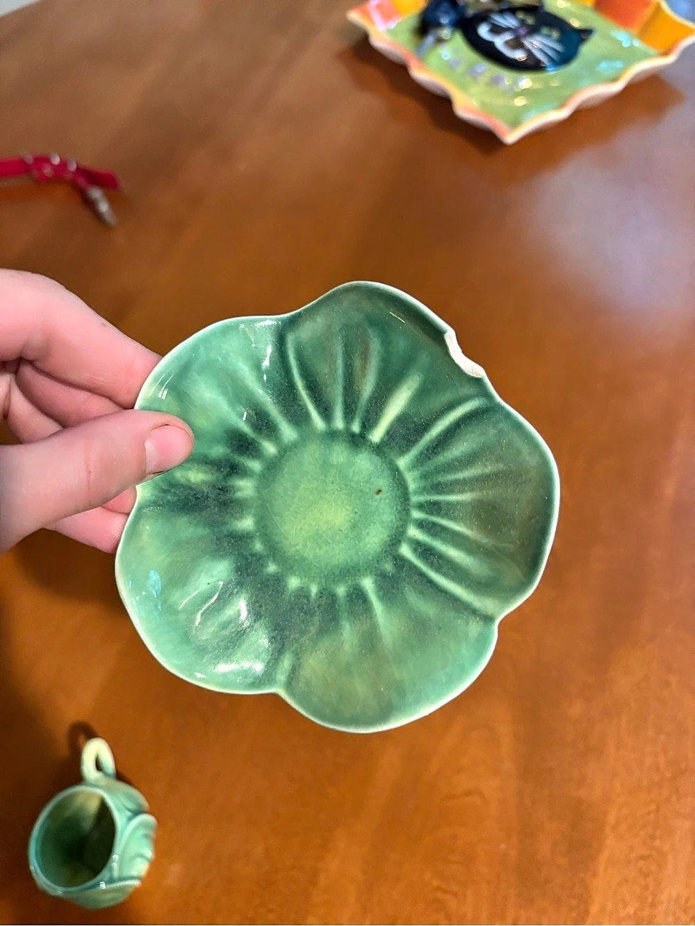 Green & Yellow Ceramic Cup and Saucer - Picture 4 of 6